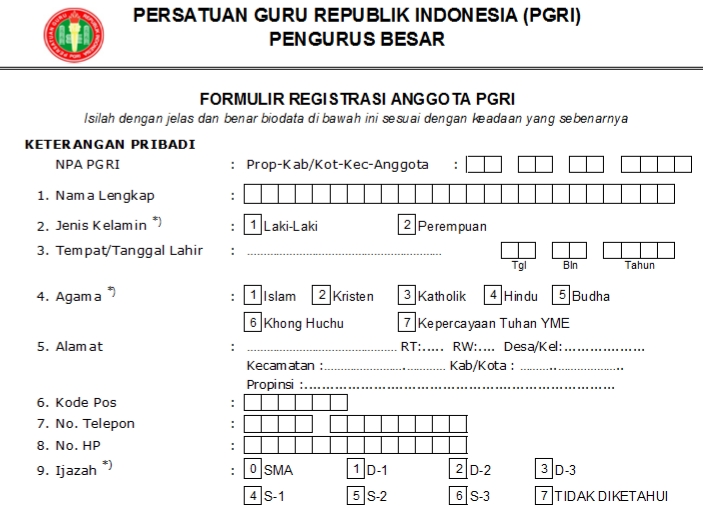 Pendaftaran PGRI Penukal Abab Lematang Ilir - Persatuan Guru Republik Indonesia Cabang Penukal Abab Lematang Ilir